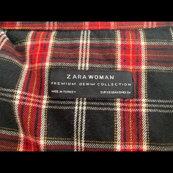 Zara woman button-down plaid shirt dress size X-Small - Picture 2 of 4